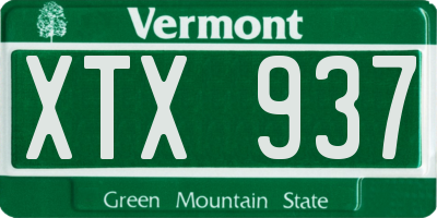 VT license plate XTX937