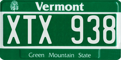 VT license plate XTX938
