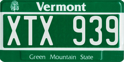 VT license plate XTX939