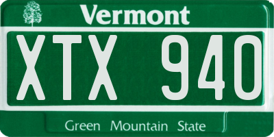 VT license plate XTX940