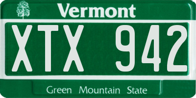 VT license plate XTX942