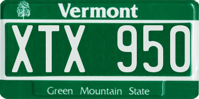 VT license plate XTX950