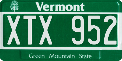 VT license plate XTX952
