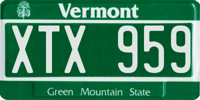 VT license plate XTX959