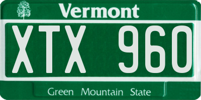 VT license plate XTX960