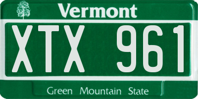 VT license plate XTX961