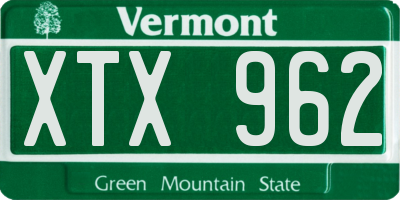 VT license plate XTX962