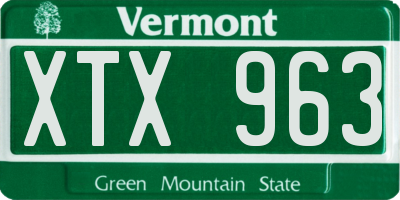 VT license plate XTX963