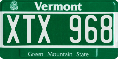 VT license plate XTX968