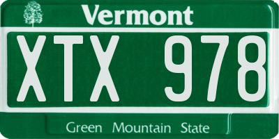 VT license plate XTX978
