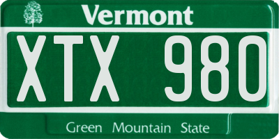 VT license plate XTX980