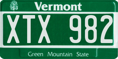 VT license plate XTX982