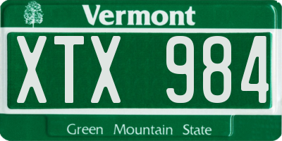 VT license plate XTX984