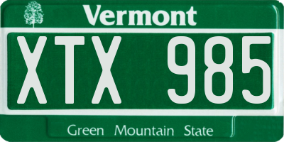 VT license plate XTX985