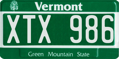 VT license plate XTX986