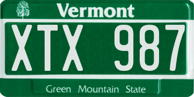 VT license plate XTX987