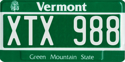 VT license plate XTX988
