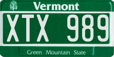 VT license plate XTX989