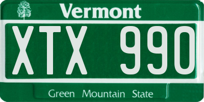 VT license plate XTX990