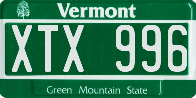 VT license plate XTX996