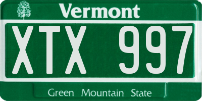 VT license plate XTX997