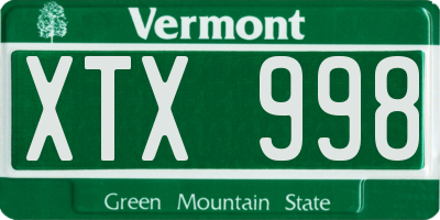 VT license plate XTX998
