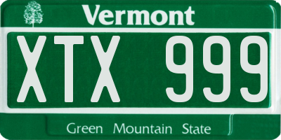 VT license plate XTX999