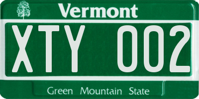 VT license plate XTY002