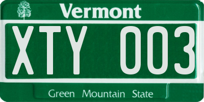VT license plate XTY003
