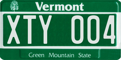 VT license plate XTY004