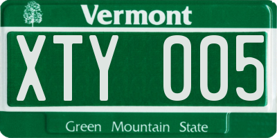 VT license plate XTY005
