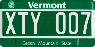 VT license plate XTY007