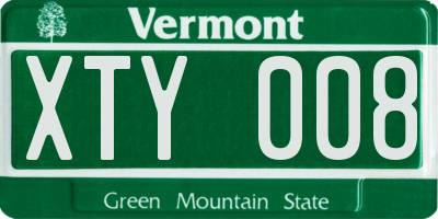 VT license plate XTY008