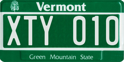 VT license plate XTY010