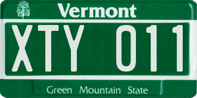 VT license plate XTY011