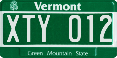 VT license plate XTY012