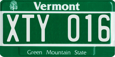 VT license plate XTY016