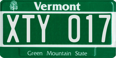 VT license plate XTY017