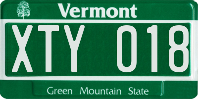 VT license plate XTY018