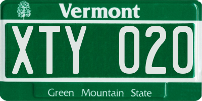 VT license plate XTY020
