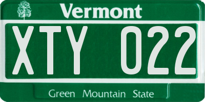 VT license plate XTY022