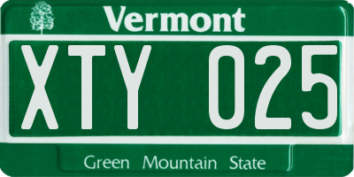 VT license plate XTY025