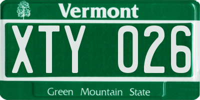 VT license plate XTY026