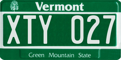 VT license plate XTY027