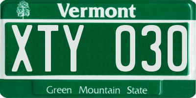 VT license plate XTY030