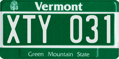 VT license plate XTY031