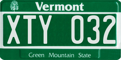 VT license plate XTY032