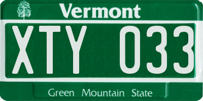 VT license plate XTY033