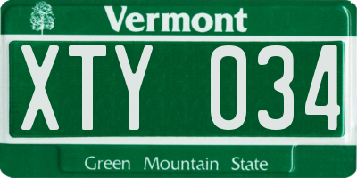 VT license plate XTY034