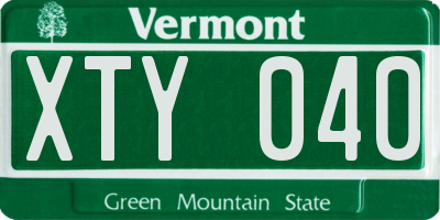 VT license plate XTY040